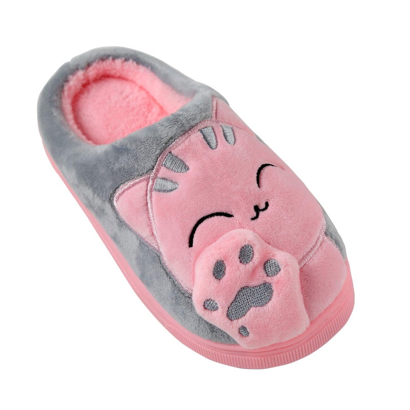 Anddyam Kids Family Cute Cat Household Anti-Slip Indoor Home Slippers for Girls and Boys (Pink Cat, 4) - Image 2